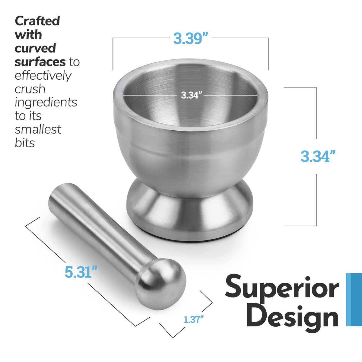 304 Food Grade Stainless Steel Mortar and Pestle Pill Crusher V386849