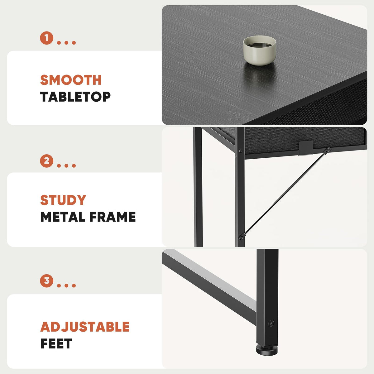 32" Black Computer Desk with Drawers I3938