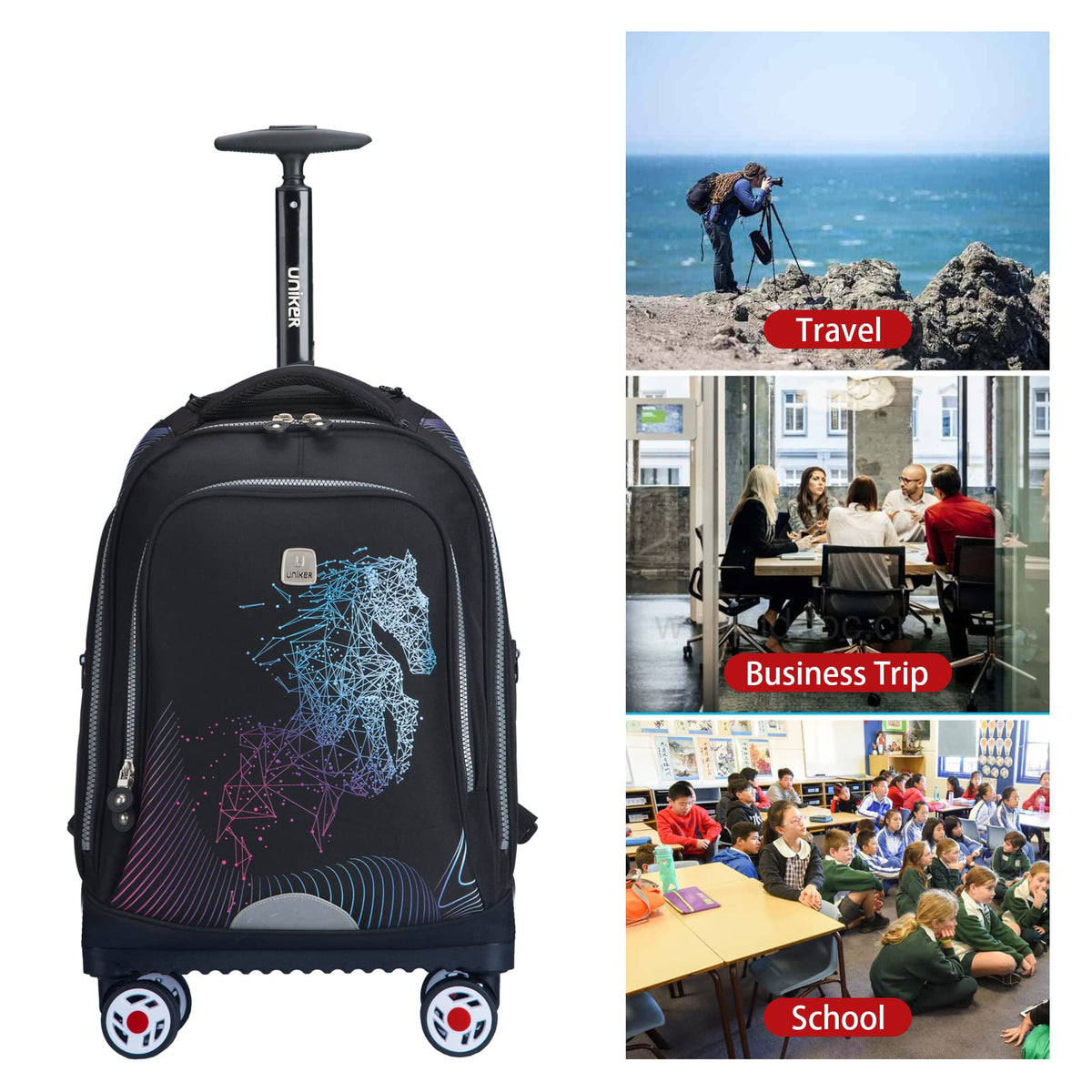 Rolling Backpack with Wheels Fits 15.6 Inch P112