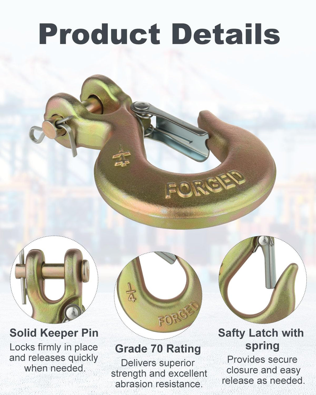 3/8" Clevis Slip Hook with Safety Latch Grade 70 T37915