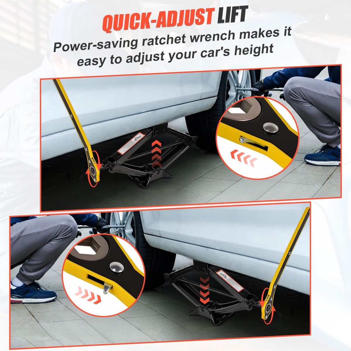 2 Ton Scissor Jack with 2 Rubber Pads O75029