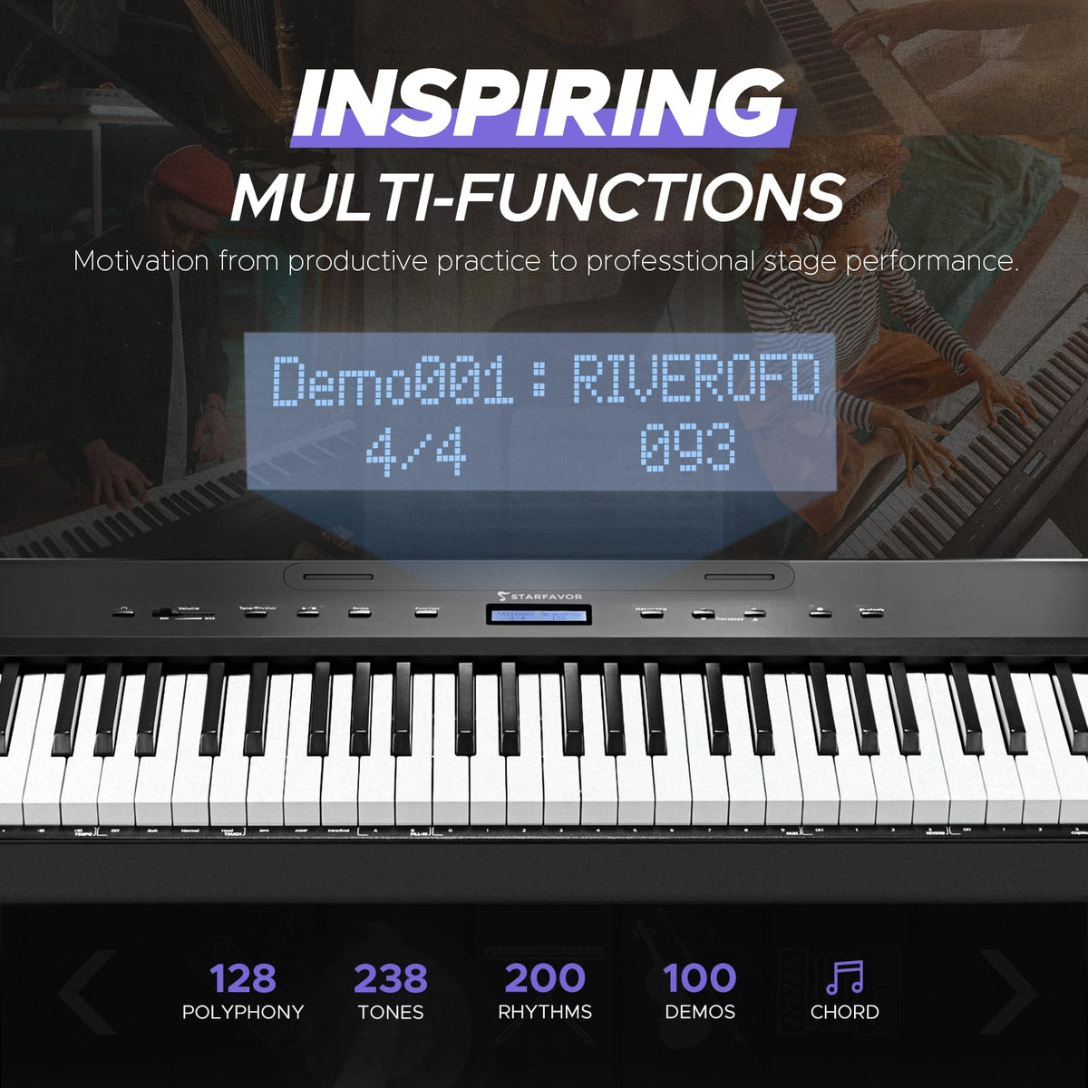 88 Key Full-Weighted Digital Piano with Triple Pedal W9090