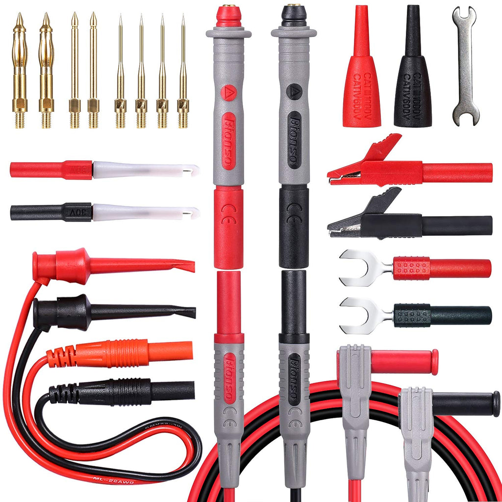 25-Piece Multimeter Leads Kit with Probes, Alligator Clips, Test Hooks and Back Probe Pins V98251