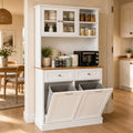 68.4" White Kitchen Pantry Storage Cabinet with Shelf, 2 Drawers and Tilt Out Trash Cabinet F403603