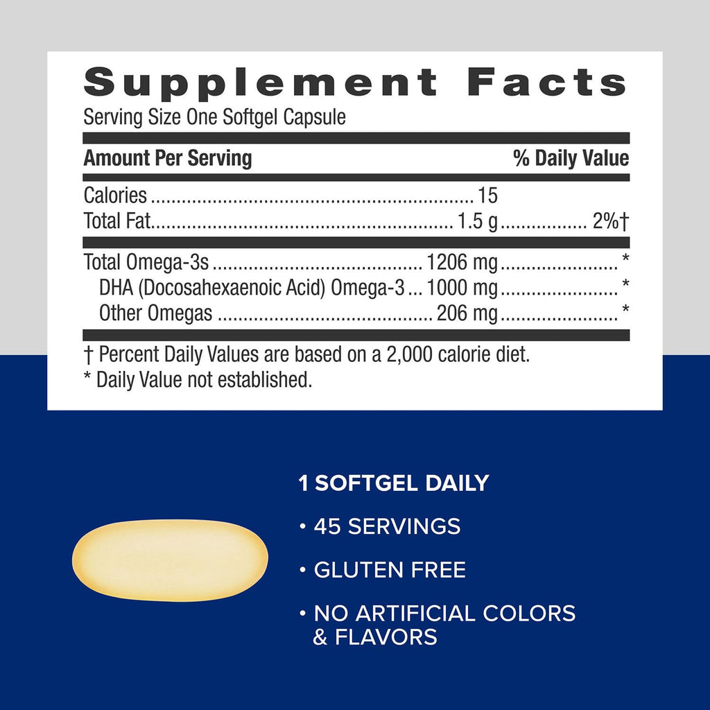 DHA 1000 Omega 3 Supplement 45 Softgels P214