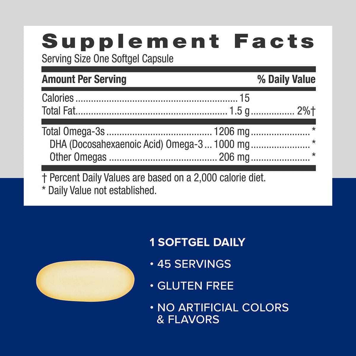 DHA 1000 Omega 3 Supplement 45 Softgels P214