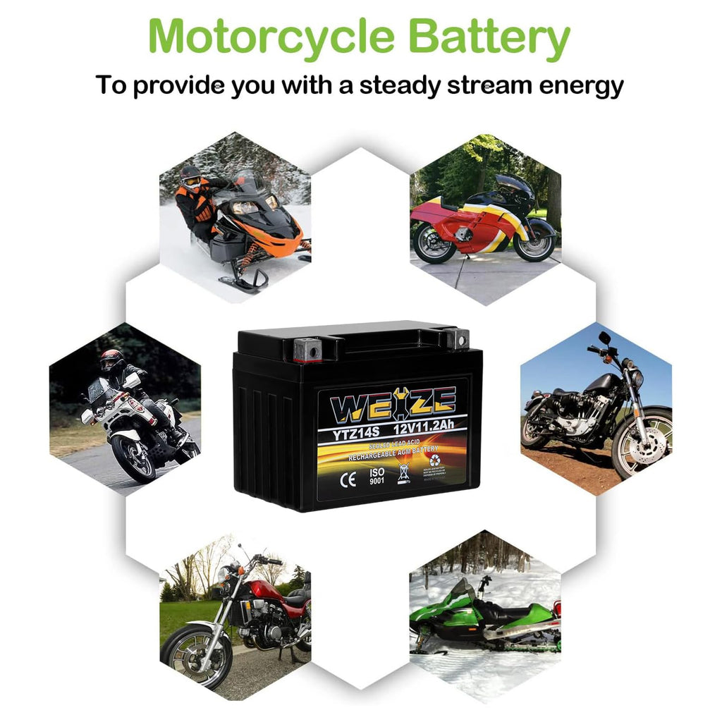 12V 11.2AH 230CCA Maintenance Free Sealed AGM Motorcycle Battery N758997
