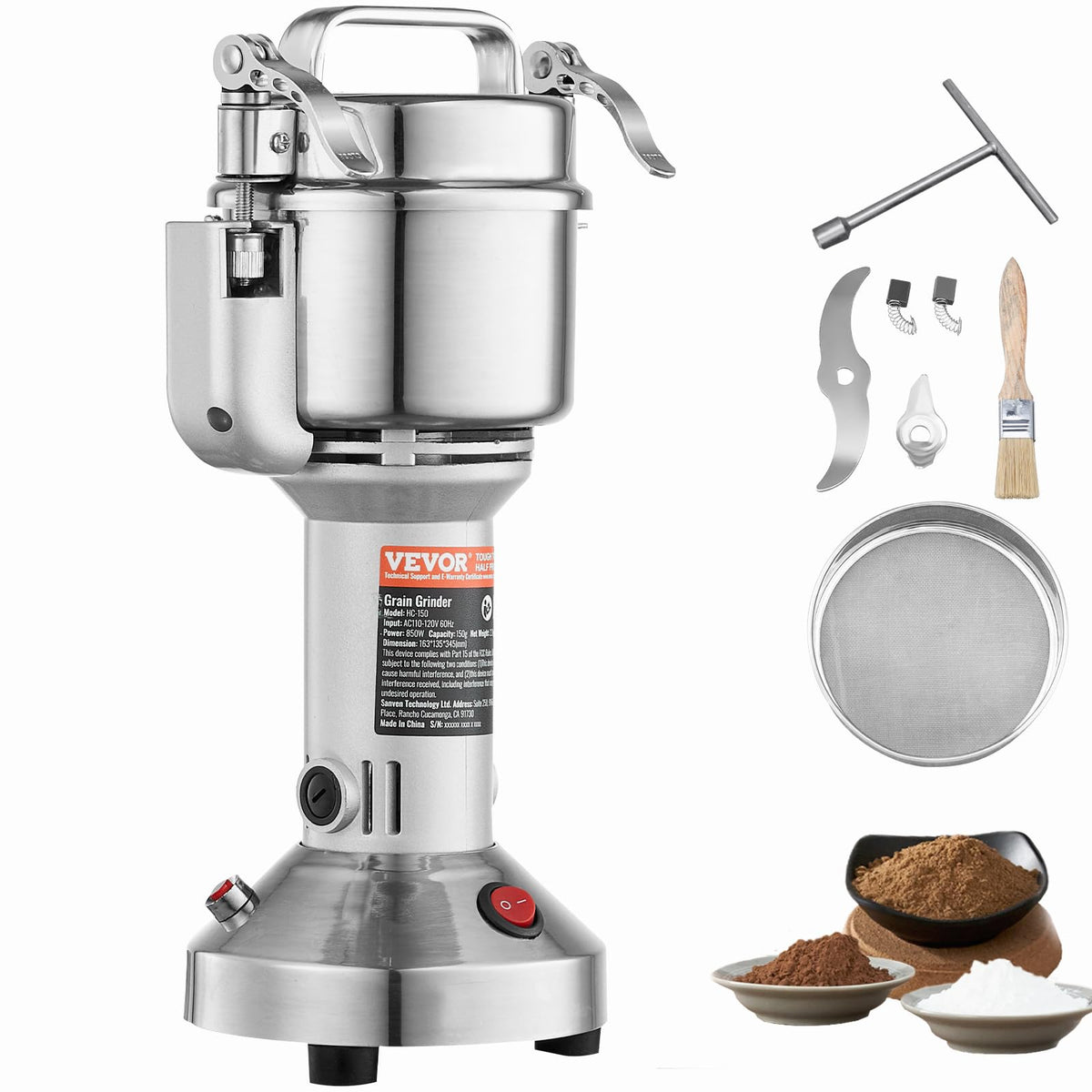 750g 2000W Stainless Steel Electric Grain Mill Grinder F665