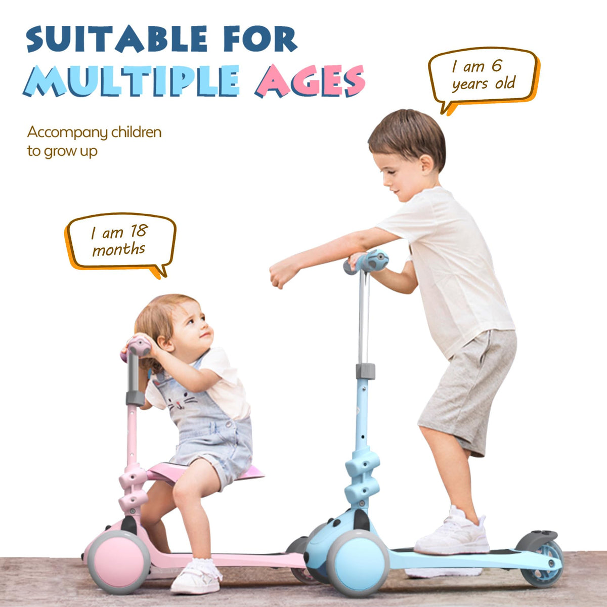 Kids 3 Wheels Scooter with Adjustable Heights and LED Wheels F20269