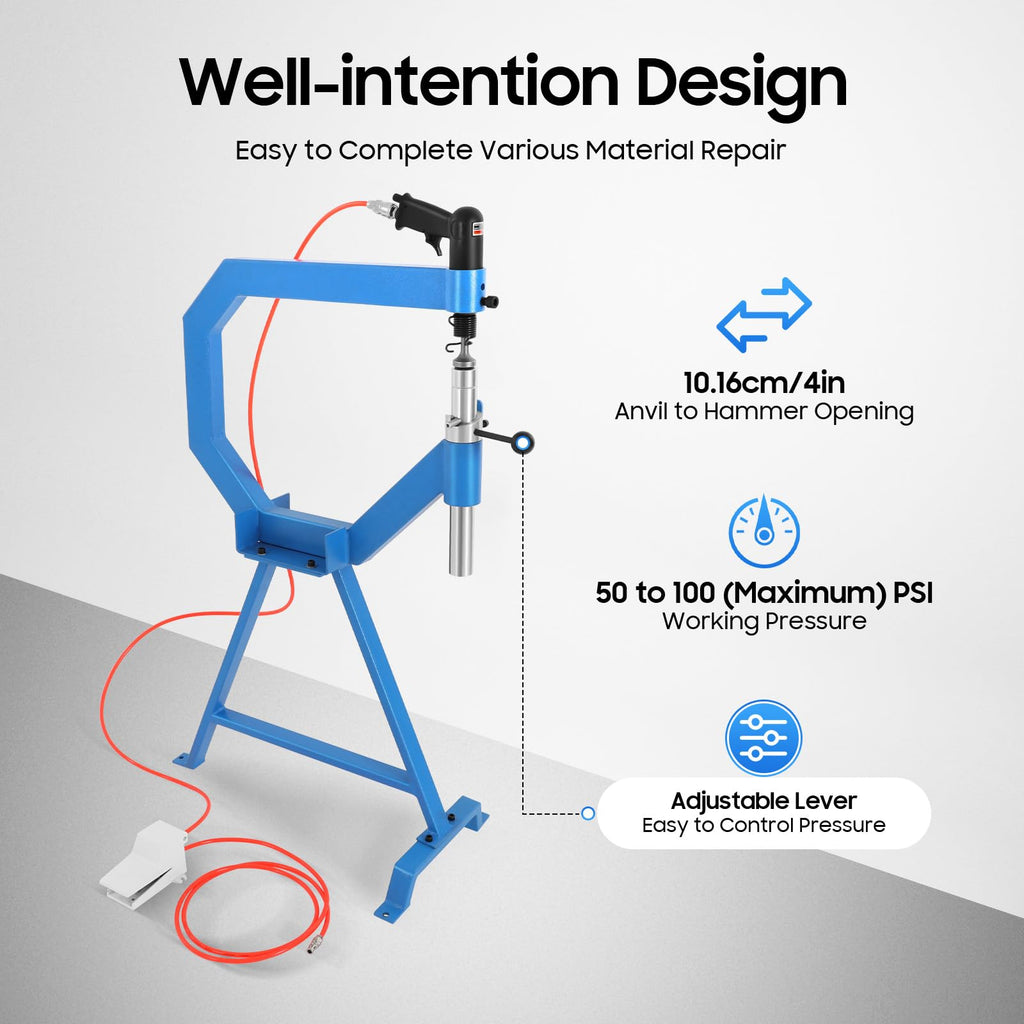 Pneumatic Planishing Hammer Metal Shaping Machine with Anvil & Foot Pedal R41657