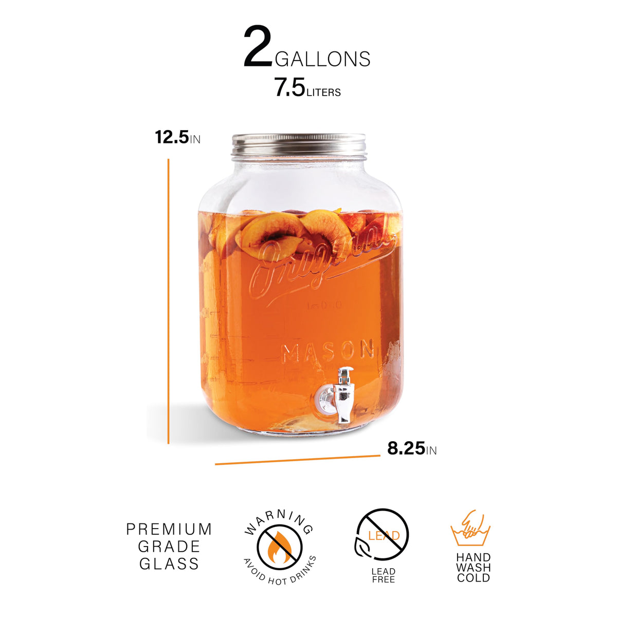2 Gallon Glass Drink Dispenser with Spigot Q586533