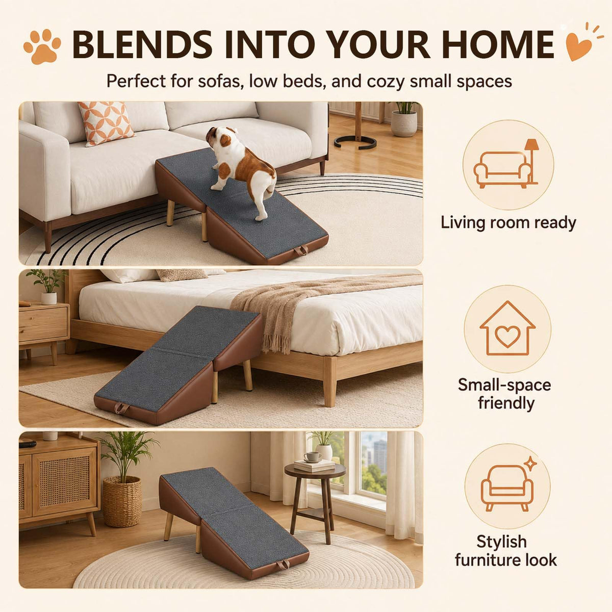 16" H Foldable Wooden Pet Stairs Z461