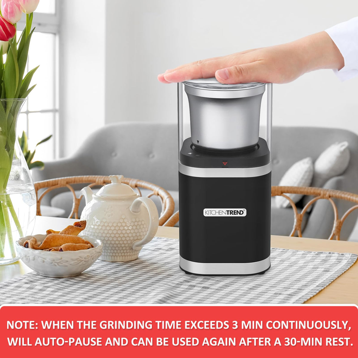 Electric Coffee Bean Grinder with Removable Stainless Steel Bowl Q808