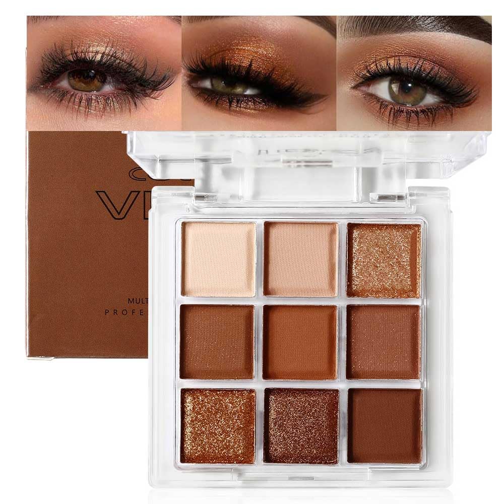 Golden Caramel 9 Warm Bronze & Nude Brown Eyeshadow Palette Matte & Metallic V89343