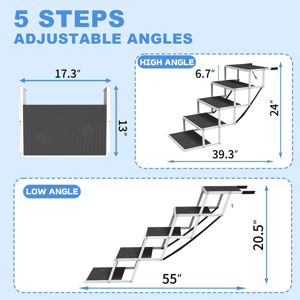 5-Step Foldable Non-Slip Plastic Dog Steps J5092