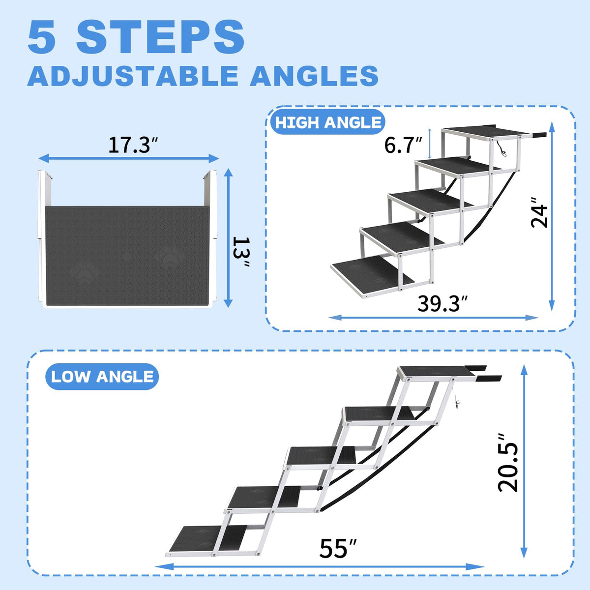 5-Step Foldable Non-Slip Plastic Dog Steps J5092