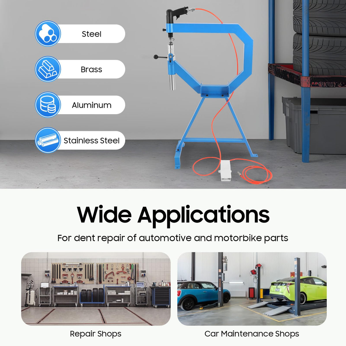 Pneumatic Planishing Hammer Metal Shaping Machine with Anvil & Foot Pedal R41657