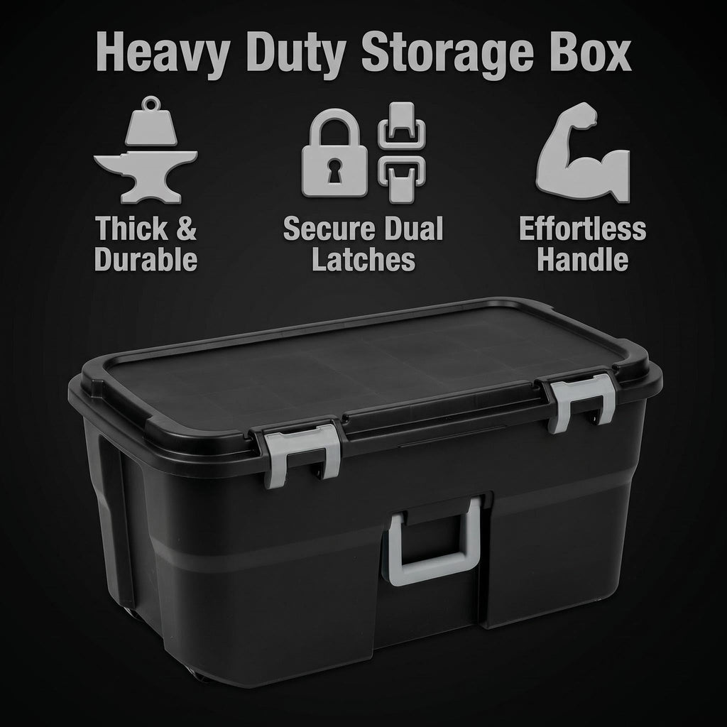 22 Gallon Black Wheeled Plastic Storage Trunk F5369