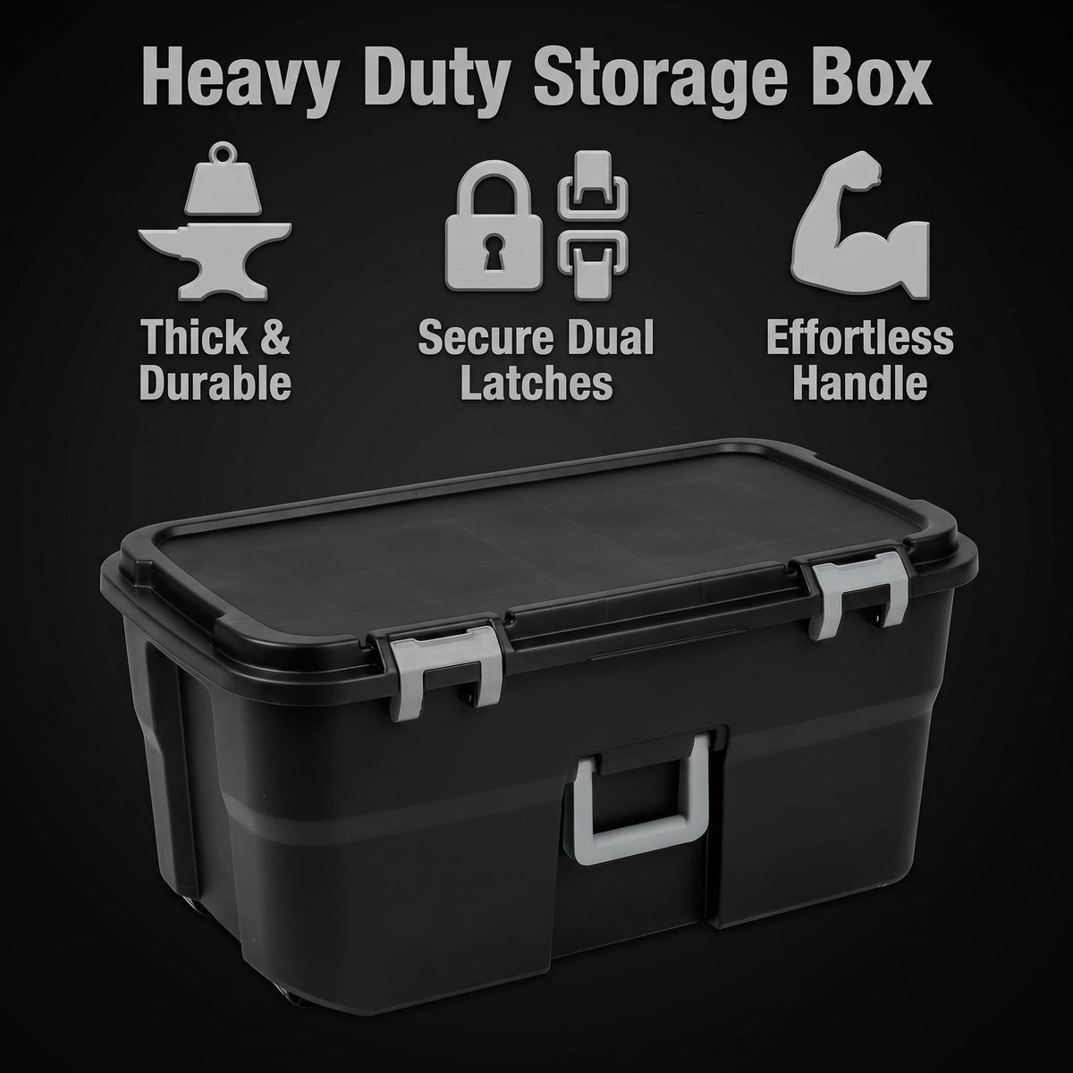 22 Gallon Black Wheeled Plastic Storage Trunk F5369