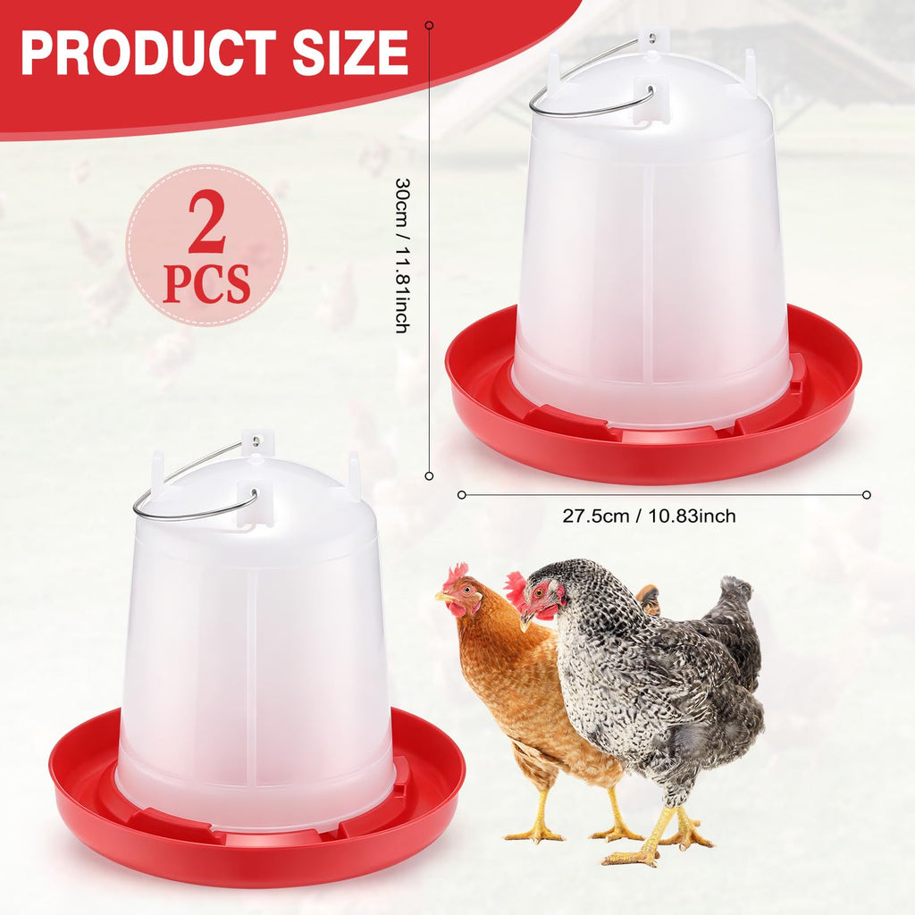 2 Pcs 2 Gallon Plastic Chicken Waterer O238341