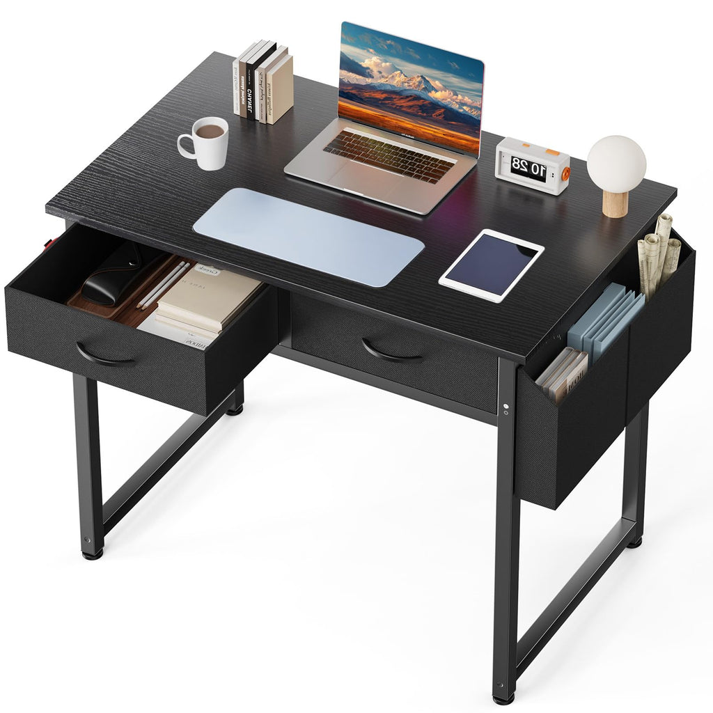 32" Black Computer Desk with Drawers I3938