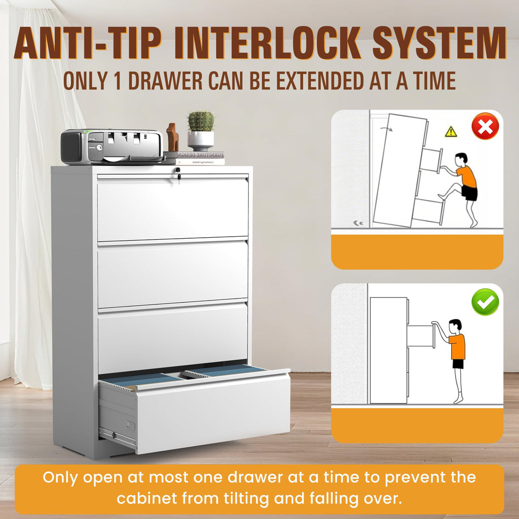 Black 4-Drawer Locking Lateral File Cabinet V789478