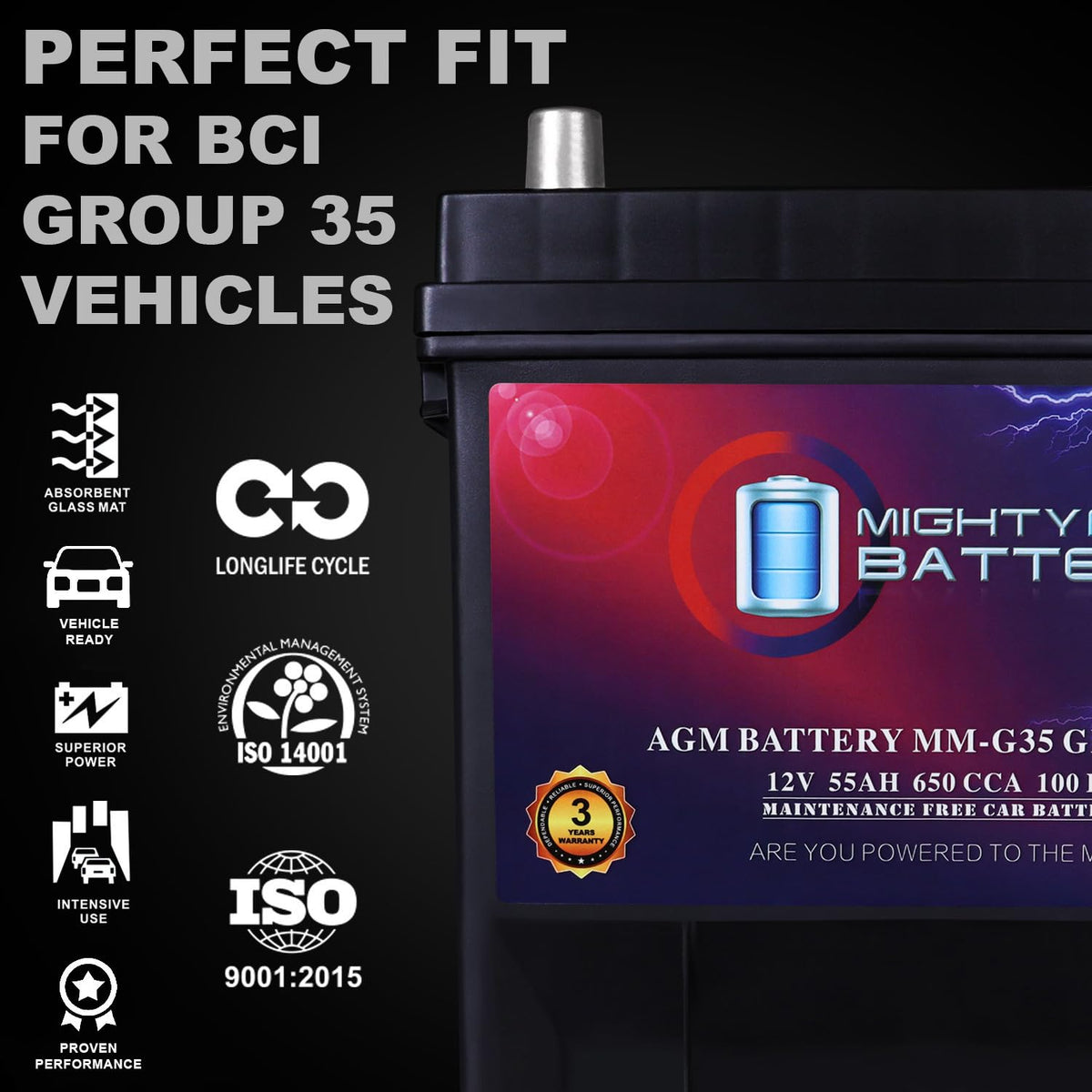 12V 55Ah AGM Replacement Battery C59155