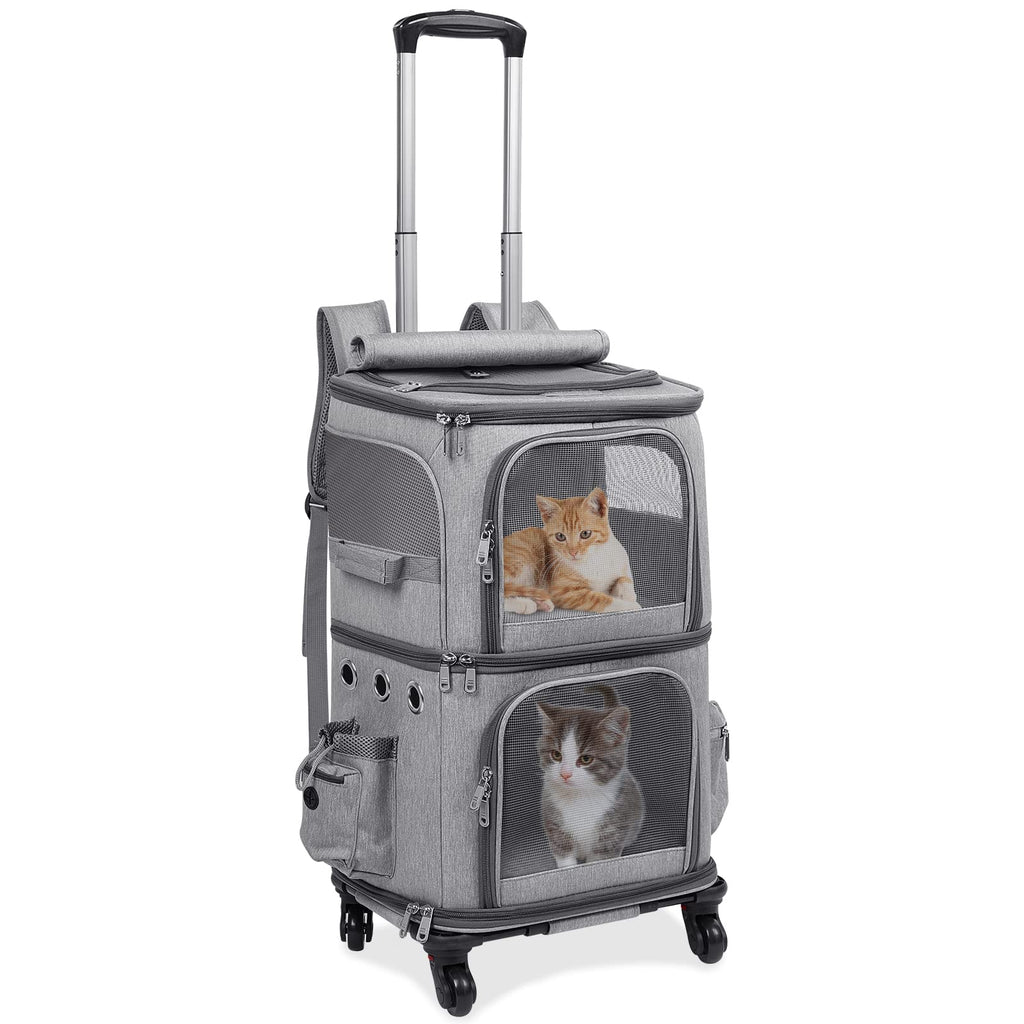 Double-Compartment Cat Backpack Carrier with Wheels N45608