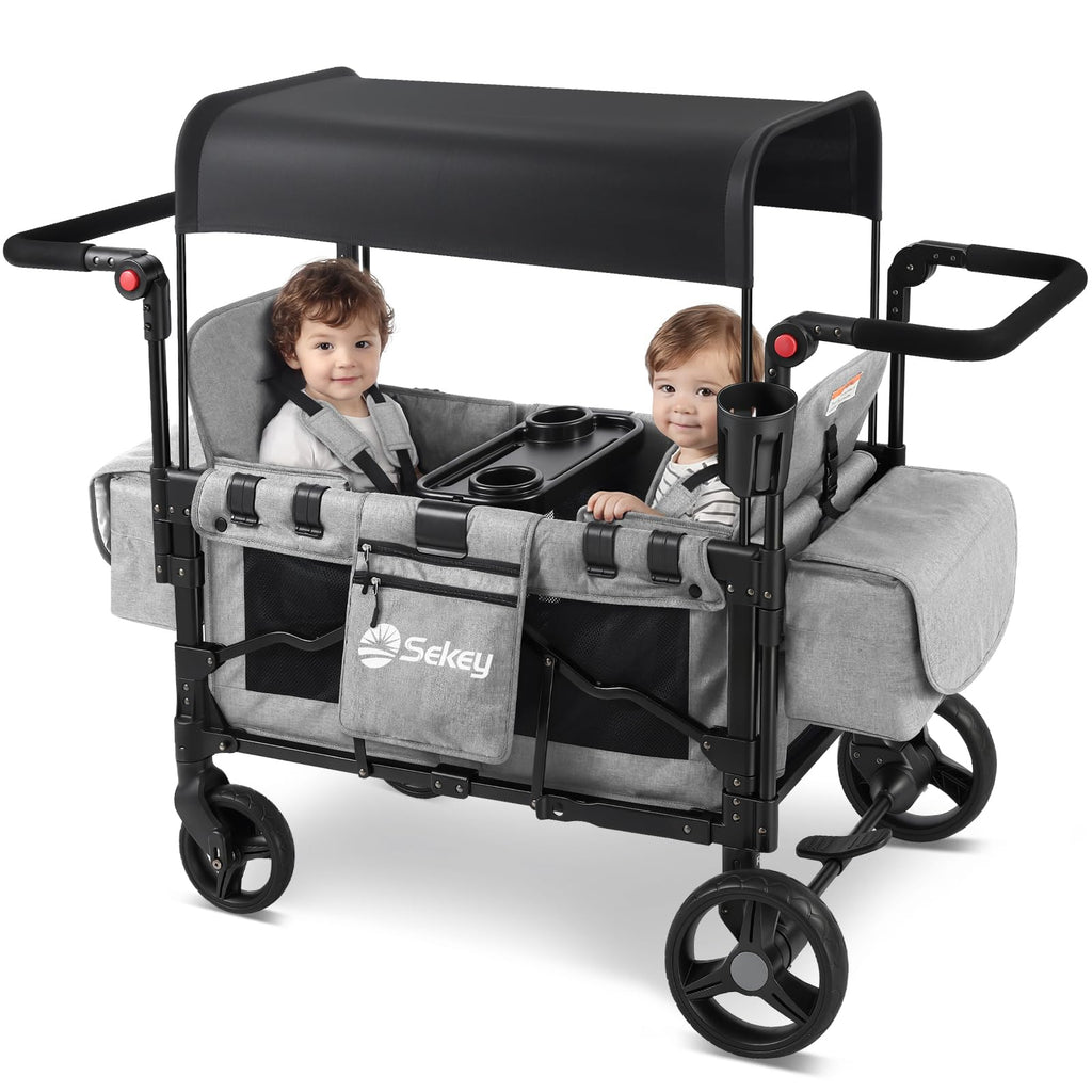 4-in-1 Wagon Stroller with Convertible Seats and Canopy U7234