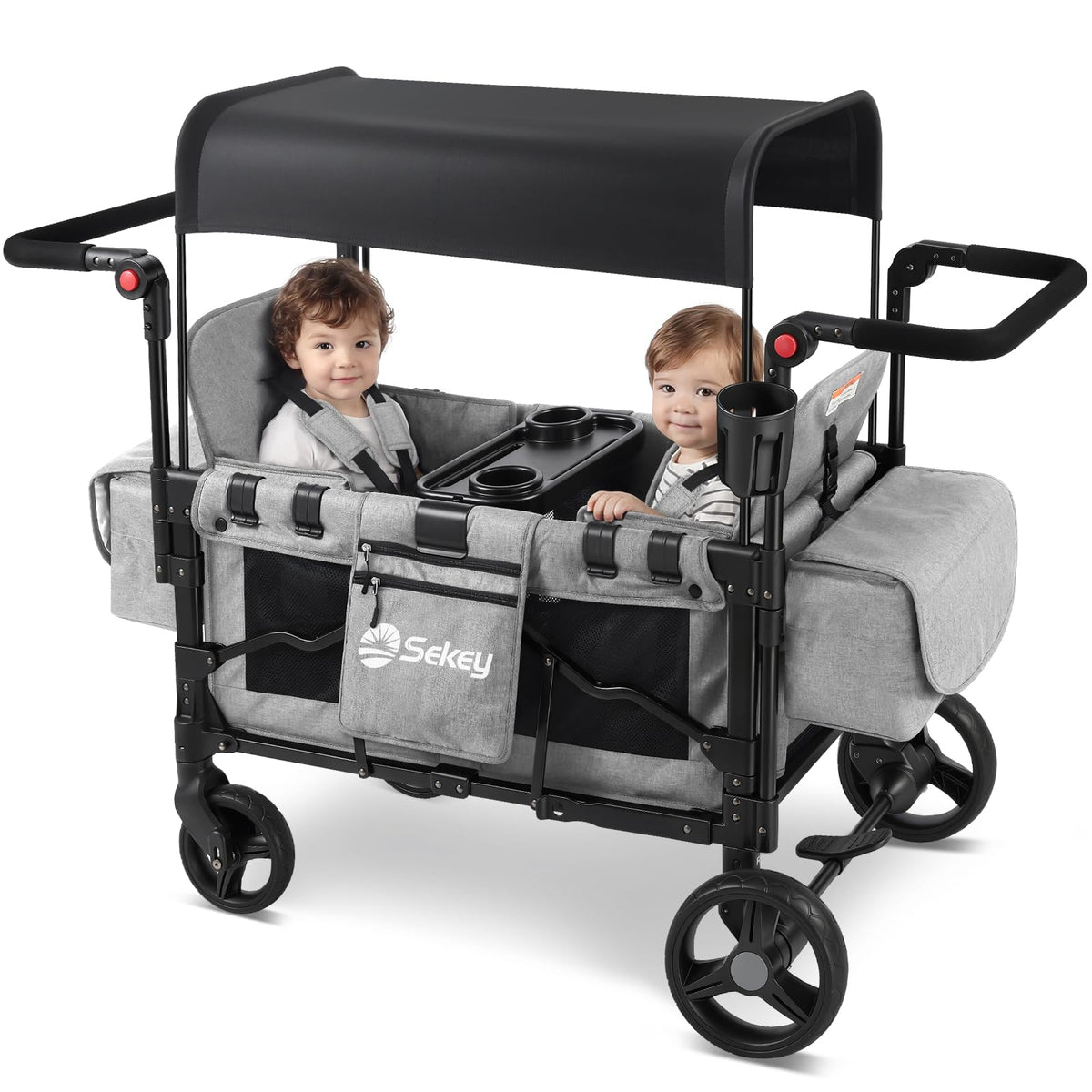 4-in-1 Wagon Stroller with Convertible Seats and Canopy U7234