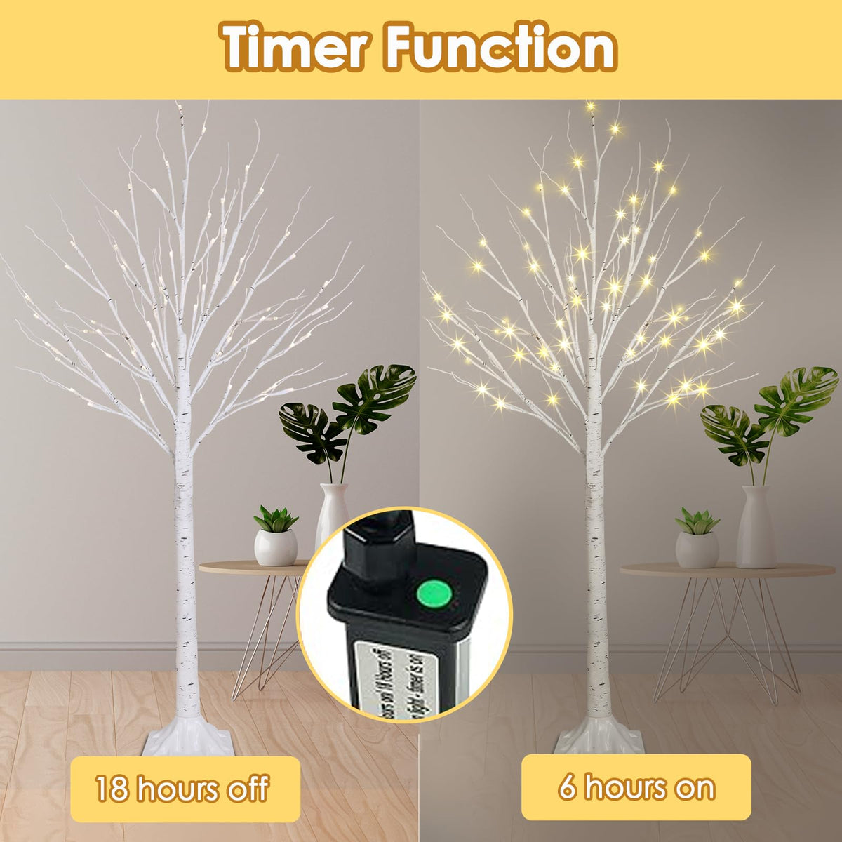 2 Pack 4FT Lighted Birch Trees L88317