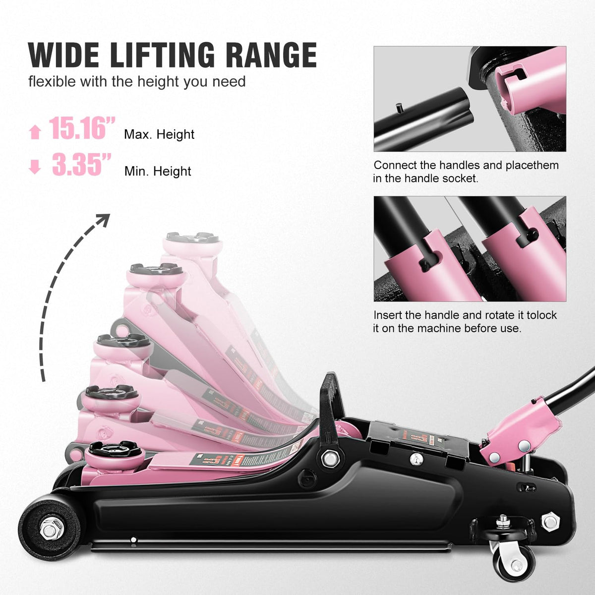 Low Profile Hydraulic Trolley Floor Jack 2.5 Ton Pink Z252519