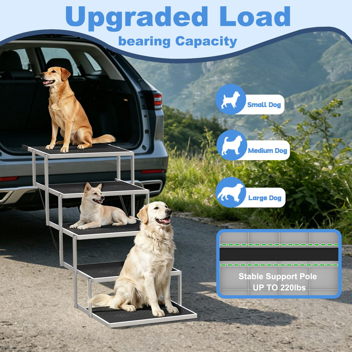 5-Step Foldable Non-Slip Plastic Dog Steps J5092
