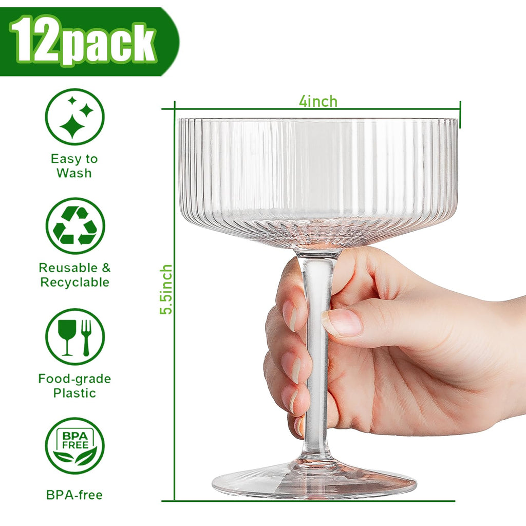 12 Pcs 10oz Acrylic Stem Cocktail Glassware Set R462012