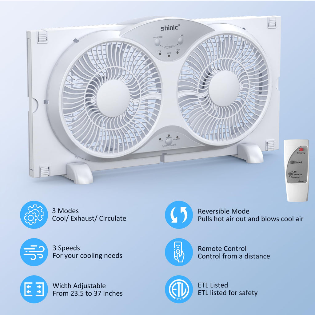 9" Twin Window Fan with Remote C1655