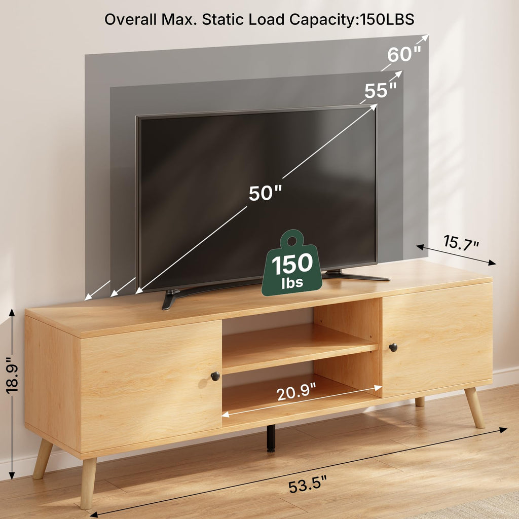 55 60 inch Wood TV Stand with 2 Cabinets A134