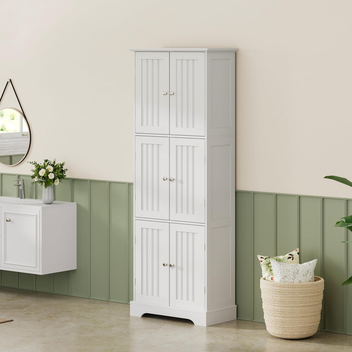 63.2" Tall Bathroom Storage Cabinet with 6 Doors F81378