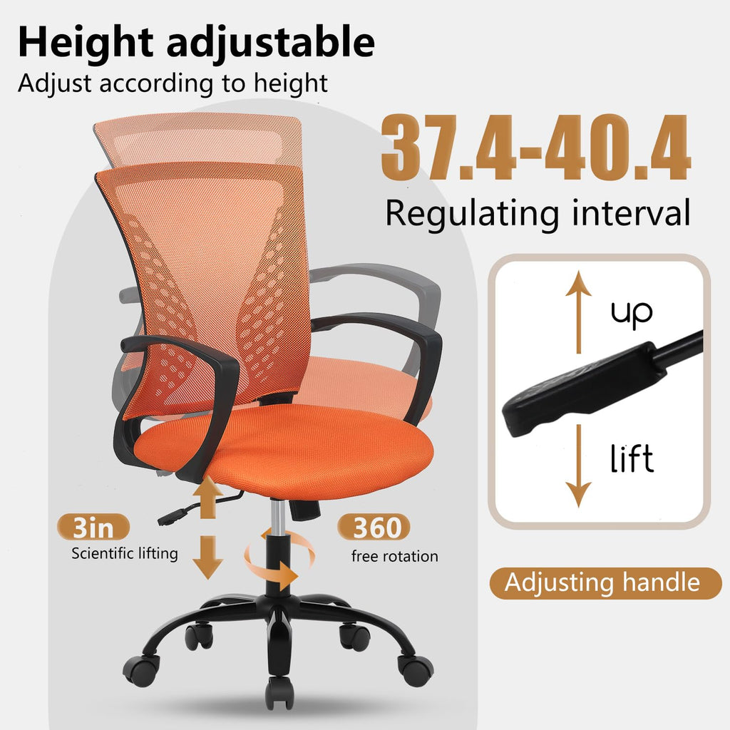 Orange Mesh Ergonomic Office Chair with Lumbar Support and Armrest V518105