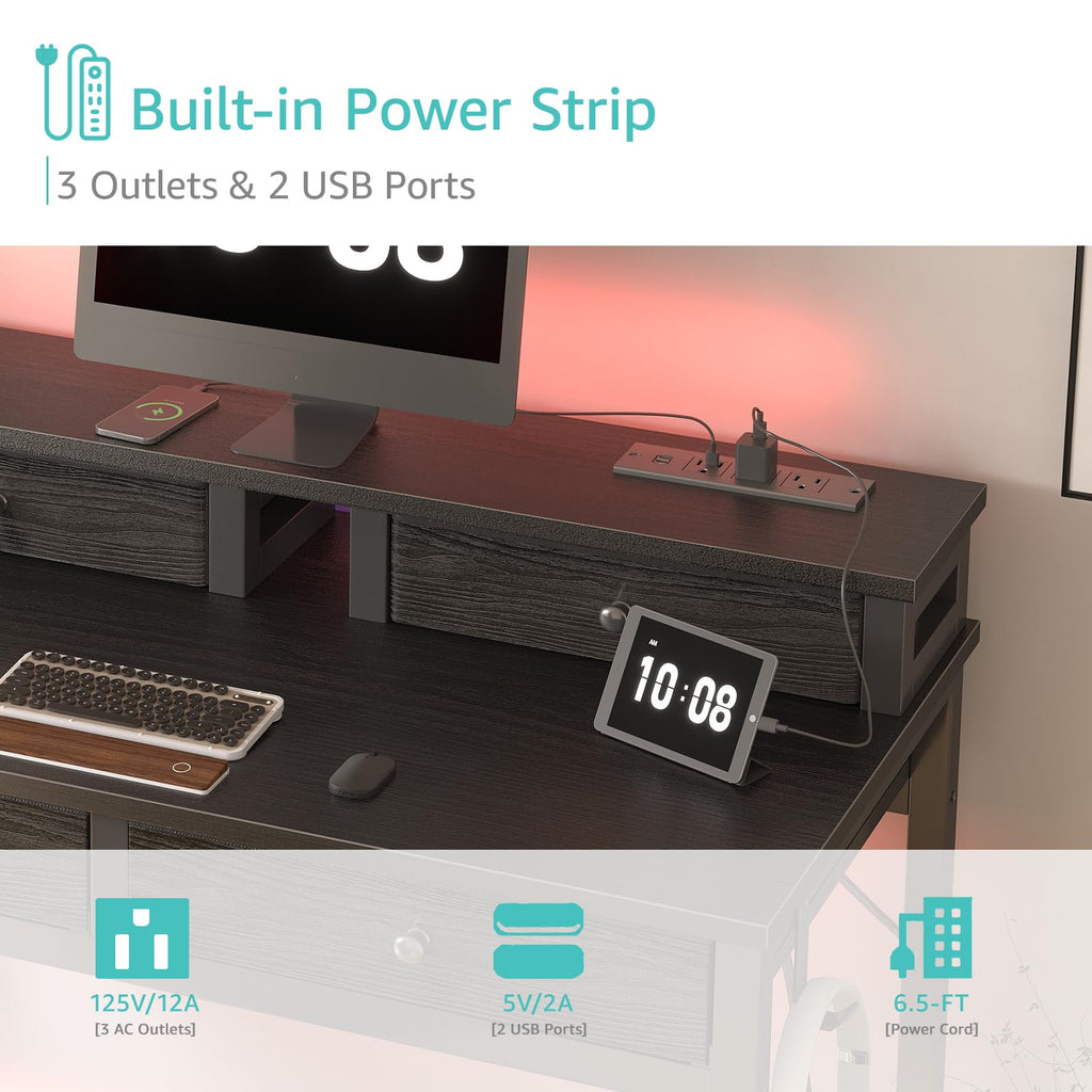 Black 31 inch Small Desk with Drawers C5081