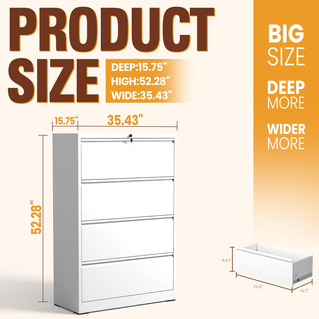Black 4-Drawer Locking Lateral File Cabinet V789478