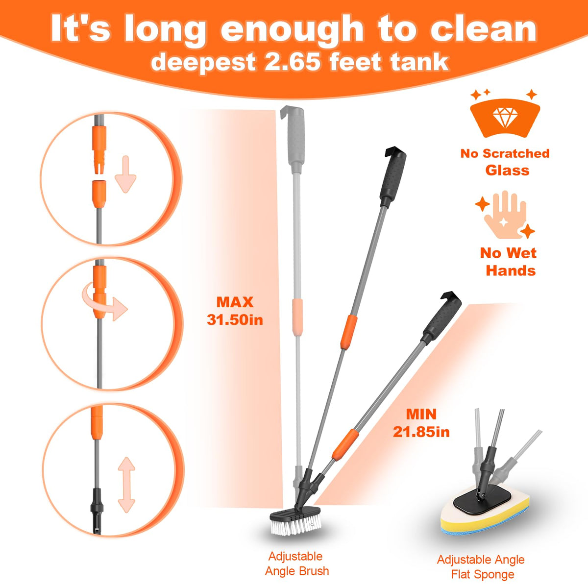7-in-1 Aquarium Cleaning Tool with Telescopic Handle S41270