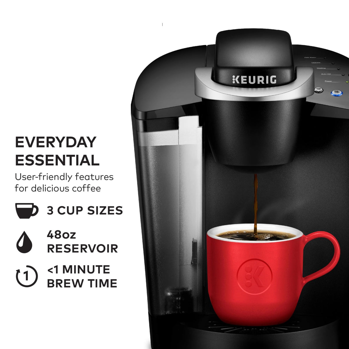 Single Serve K-Cup Pod Coffee Maker with 3 Brew Sizes, Black B9916