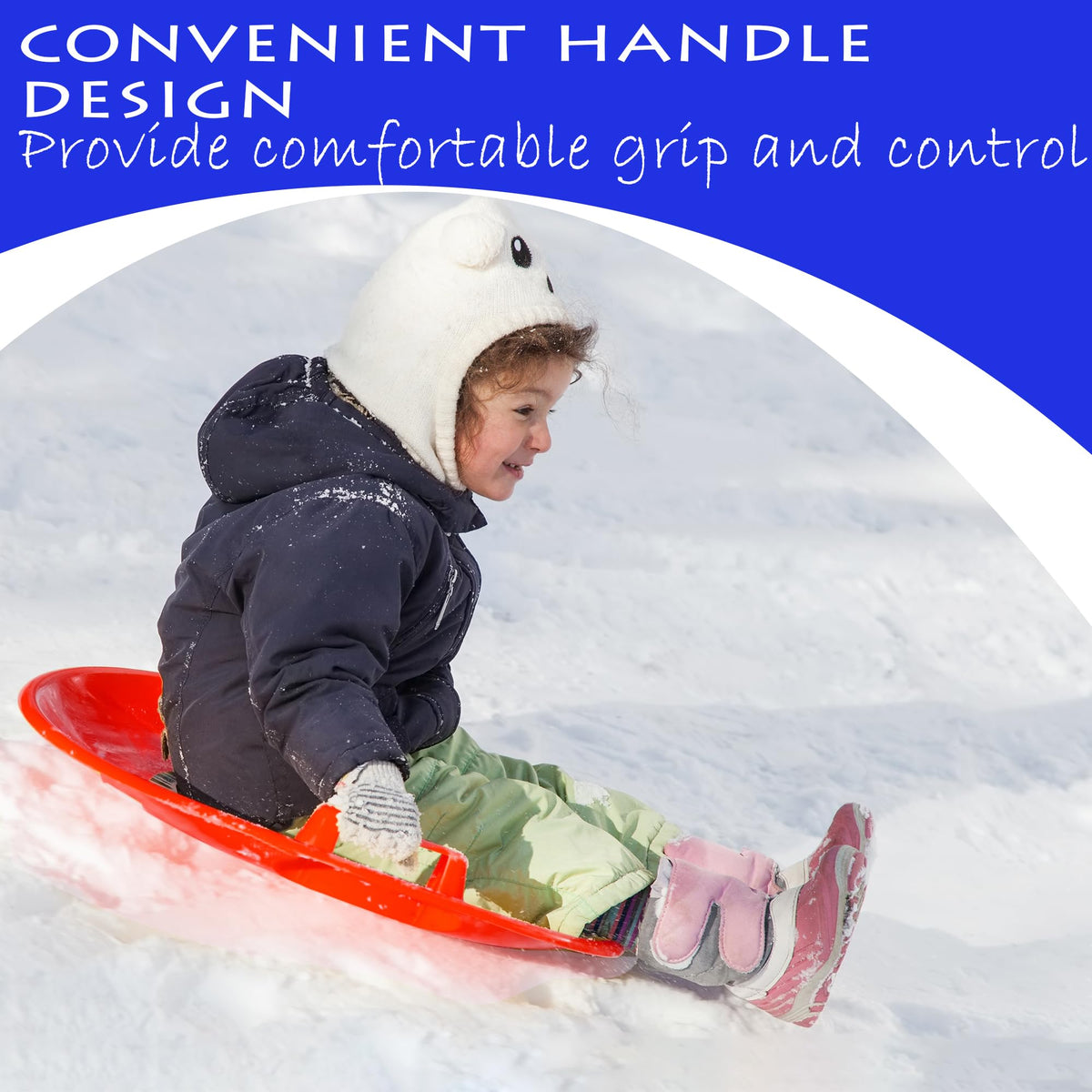 Heavy-Duty Cold Resistant Plastic Snow Sled with Handles U520