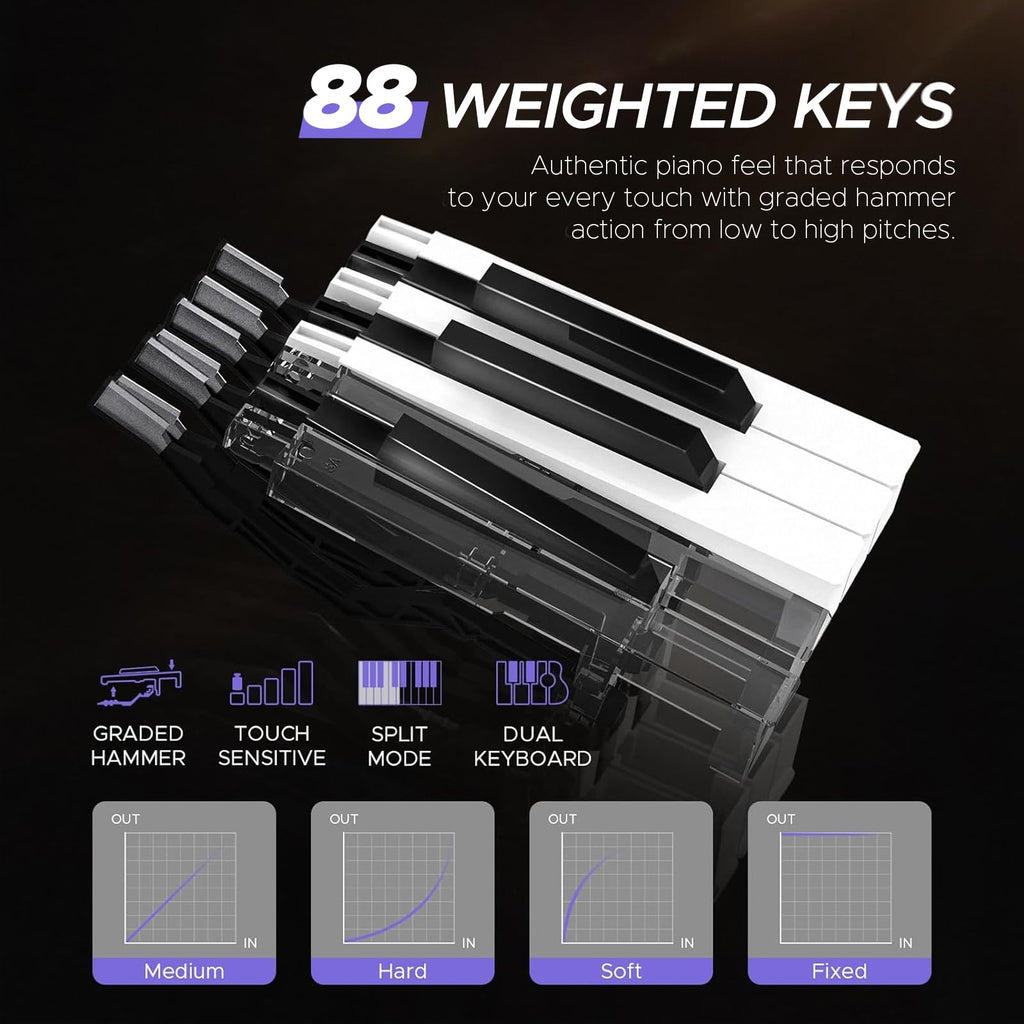 88 Key Full-Weighted Digital Piano with Triple Pedal W9090