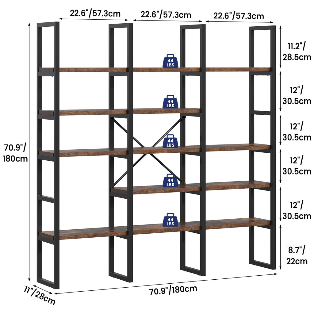 5 Tier Wood and Metal Bookshelf D313630
