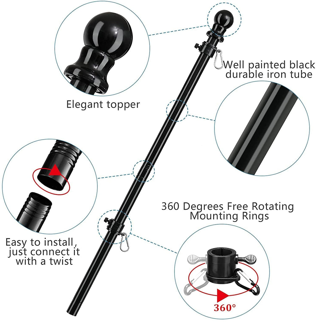 5ft Tangle Free Flag Pole Kit with 3x5 US Flag R475