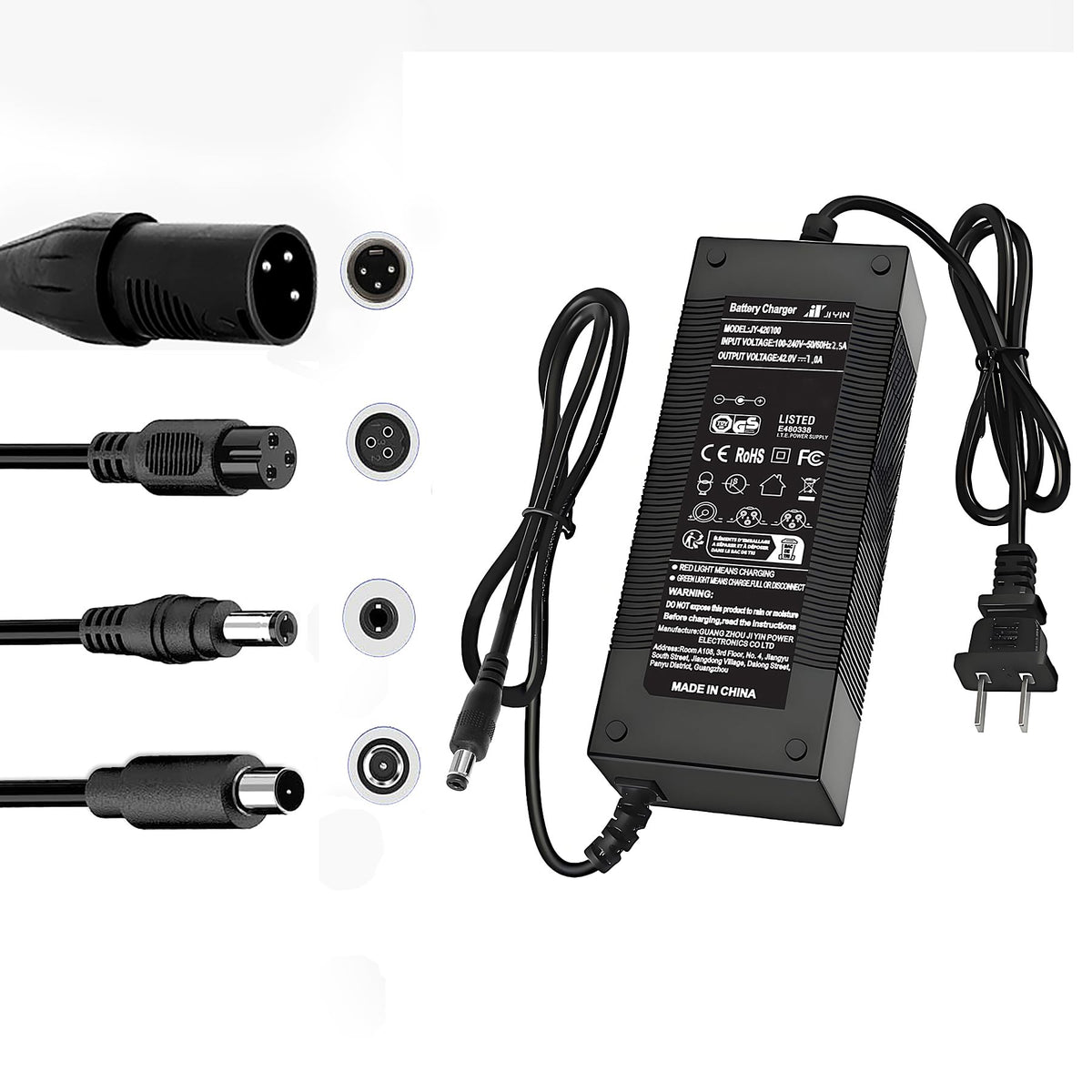42V 1A Electric Scooter Charger with 4 Plugs Q6108