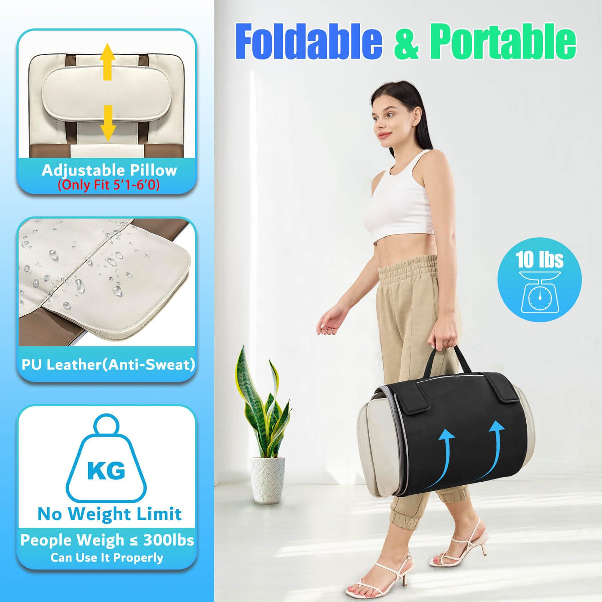 Full Body Massage Mat with Airbags Stretching & Heating, 3D Lumbar Traction, 4 Modes 3 Intensities 3 Heat Levels, PU Leather, Foldable H136658
