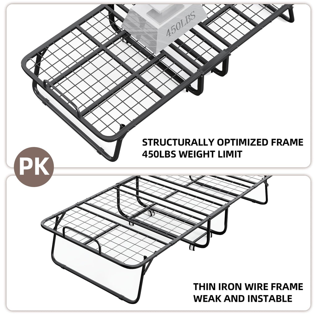 Folding Bed with Mattress and Storage Cover, Twin Size, 5-inch Memory Foam Mattress E44504