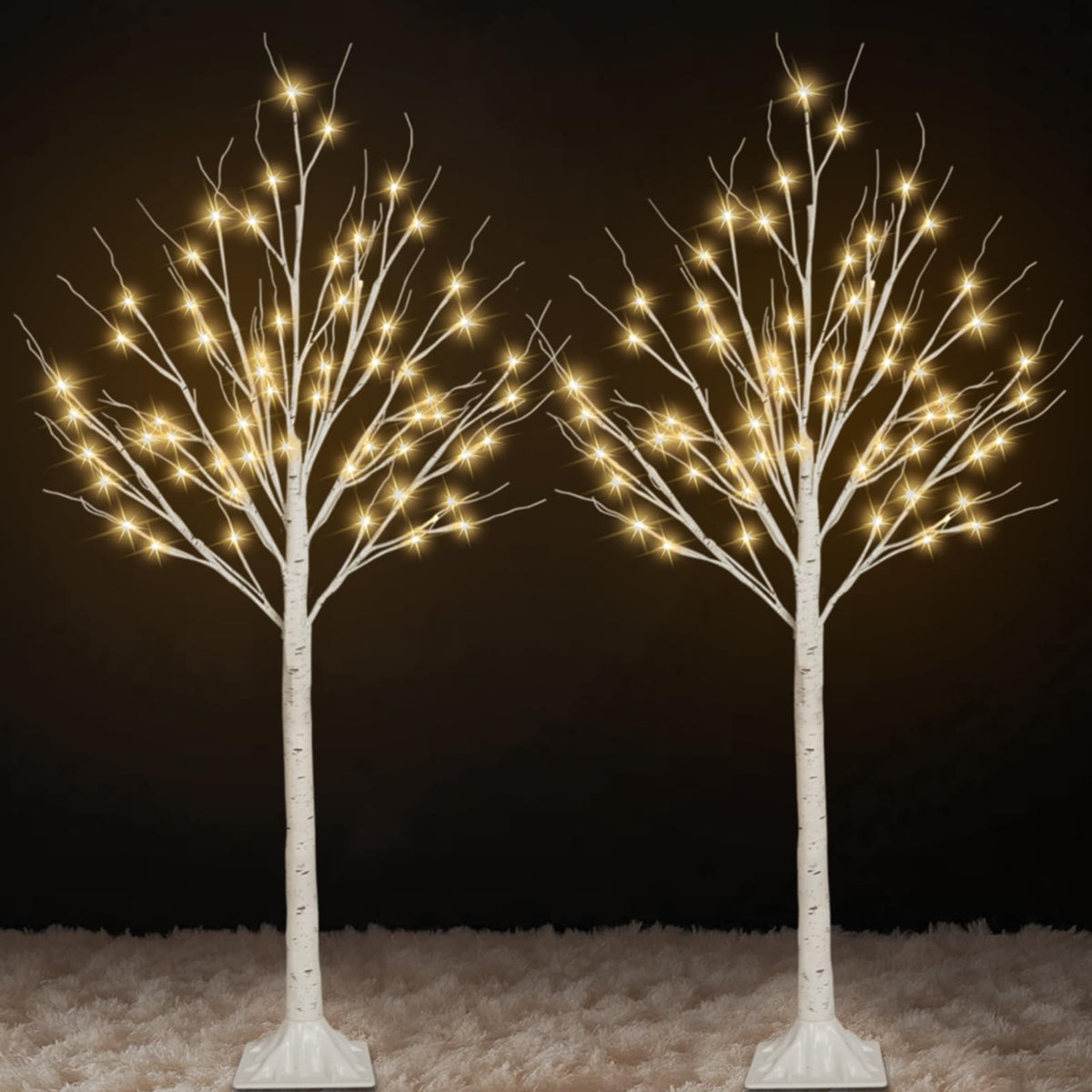 2 Pack 4FT Lighted Birch Trees L88317